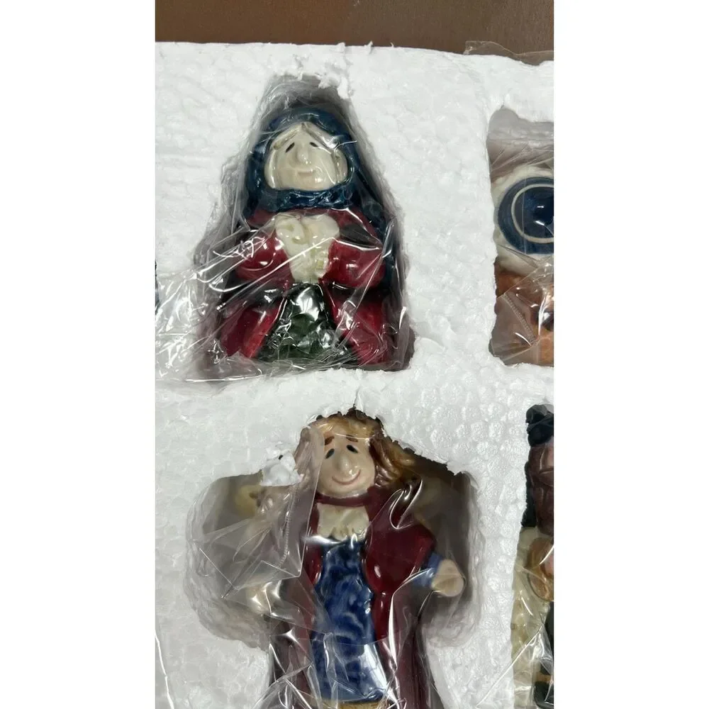 Gottchalks Nativity In the Box 10 Pieces Ceramic  Vintage